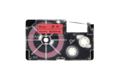 Casio XR-9FPK , 9mm x 8m, testo nera / segnale sfondo rosa, nastro compatibile