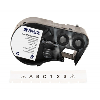 Brady M4C-375-595-WT-BK / 170843, 9.53 mm x 7.62 m, Vinile, testo nero / sfondo bianco