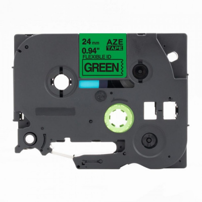 Nastro compatibile con Brother TZ-FX751 / TZe-FX751,24mm x 8m, flexi, testo nera / nastro verde