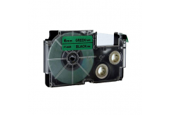 Kompatibilní páska s Casio XR-6GN1, 6mm x 8m černý tisk / zelený podklad