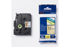 Brother TZ-PR831 / TZe-PR831, 12mm x 8m, testo nera / sfondo d'oro, nastro originale