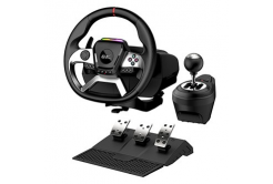 Volante Genius GX Gaming SpeedMaster X5 FF, volante con pedali e leva del cambio, USB-C, nero, PC, PS4, XBOX One