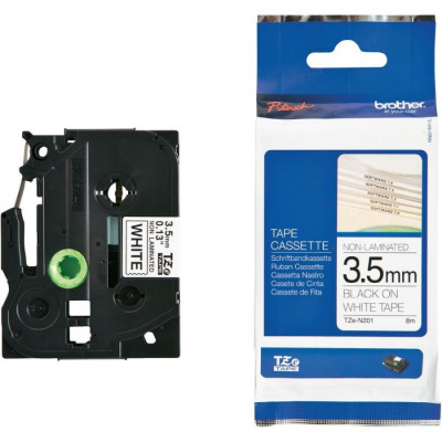 Brother TZE-N201, 3,5mm x 8m, testo nera/sfondo bianco, nastro originale