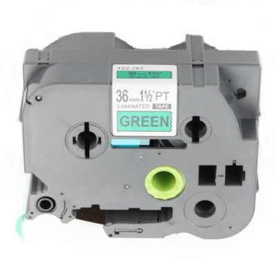Nastro compatibile con Brother TZ-761 / TZe-761, 36mm x 8m, testo nera / sfondo verde