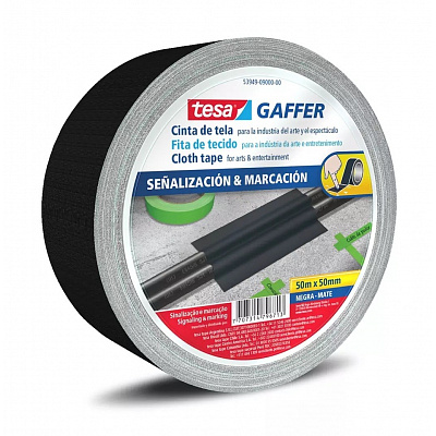 Tesa 53949 Matt Gaffer Tape, nastro in tessuto nero opaco, 50 mm x 50 m