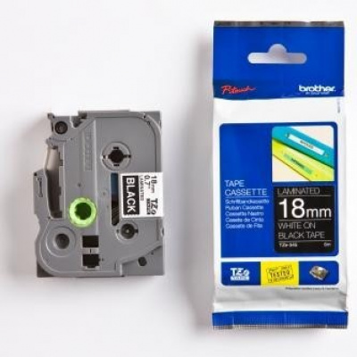 Brother TZ-345 / TZe-345, 18mm x 8m, testo bianco/sfondo nera, nastro originale