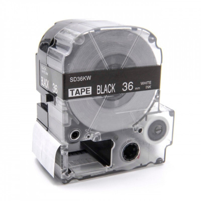 Epson LK-7BWV, SD36KW, 36mm x 9m, testo bianco / sfondo nero, nastro compatibile