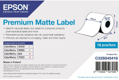 Epson C33S045418 Premium Matte, per ColorWorks, 76mmx35m, bianco etichette autoadesive
