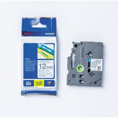 Brother TZ-MQ531 / TZe-MQ531, 12mm x4 m, testo nera/sfondo blu, nastro originale