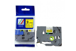 Nastro compatibile con Brother TZ-FX621/TZe-FX621, 9mm x 8m, flexi, testo nera/sfondo giallo