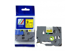 Nastro compatibile con Brother TZ-FX621/TZe-FX621, 9mm x 8m, flexi, testo nera/sfondo giallo