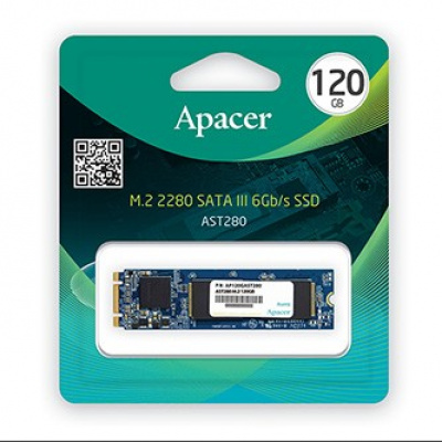 Disco interno SSD Apacer M.2 SATA III, Interno M.2 SATA III, 120GB, AST280, AP120GAST280-1, 500 MB/s-R, 470 MB/s-W