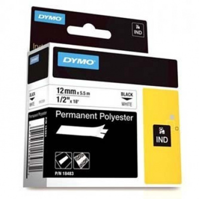 Dymo Rhino 18483, S0718210, 12mm x 5,5m testo nera / sfondo bianco, nastro originale