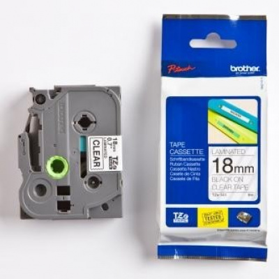 Brother TZ-141 / TZe-141, 18mm x 8m, testo nera / nastro trasparente, nastro originale