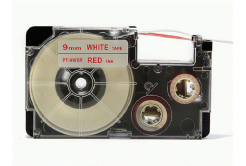 Nastro compatibile con Casio XR-9WER 9mm x 8m testo rossa / sfondo bianco