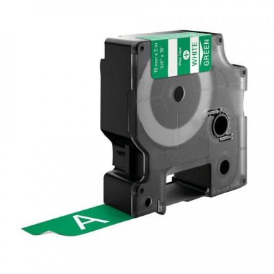 Nastro compatibile con Dymo 1805420, 19mm x 5, 5m testo bianco / sfondo verde, vinile