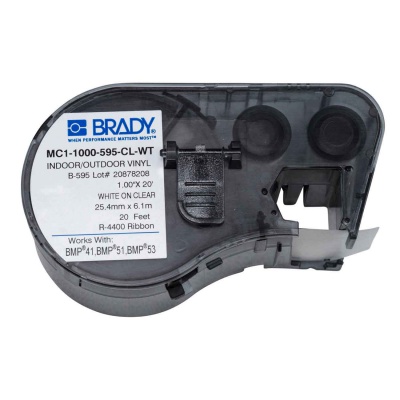 Brady MC1-1000-595-CL-WT / 131607, nastro autoadesivo 25.40 mm x 6.10 m