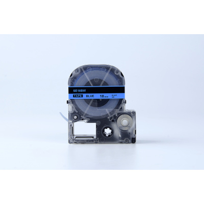 Epson SE18BW, 18mm x 8m, testo nera / sfondo blu, sicurezza, nastro compatibile