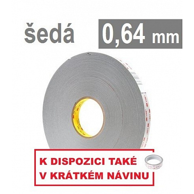 3M VHB™ 4936-P, tl. 0,64 mm; světle šedá oboustranně velmi silně lepicí akrylová páska 19 mm x 3 m