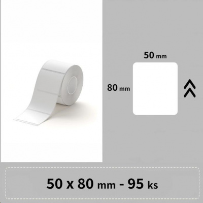 Niimbot A2A88358701, 50x80mm, 95pz, bianco etichette autoadesive