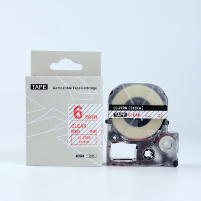 Epson LK-2TRN, ST6RW, 6mm x 9m, testo rossa / sfondo trasparente, nastro compatibile
