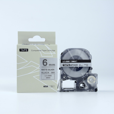 Epson LK-2SBE, SM6X, 6mm x 9m, testo nera / opaco sfondo argento, nastro compatibile