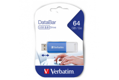 Verbatim USB flash disk, USB 2.0, 64GB, DataBar, blu, 49455, pro archivaci dat
