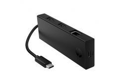 Hub multiporta HP USB-C 4 porte, B8SU8UT, nero, lunghezza del cavo 15 cm, 1 USB Type-C, 2 USB Type-A, 1 RJ-45