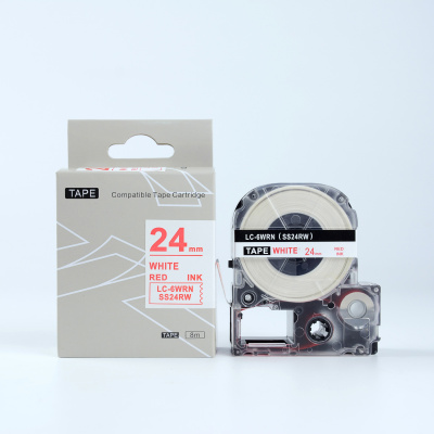 Epson LK-6WRN, SS24RW, 24mm x 9m, testo rossa / sfondo bianco, nastro compatibile