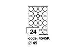 Etichette autoadesive rotondo 45 mm, 24 etichette, A4, 100 fogli