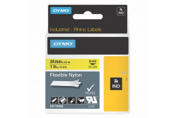 Dymo Rhino 1734525, S0773850, 24mm x 3,5m testo nera / sfondo giallo , nastro originale