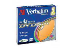 Verbatim DVD+RW, Colour, 43297, 4.7GB, 4x, slim box, 5-pack, bez možnosti postampau, 12cm, pro archivaci dat