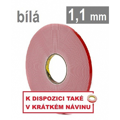 3M VHB™ 4950, tl. 1,1 mm; bílá oboustranně velmi silně lepicí akrylová páska 19 mm x 3 m
