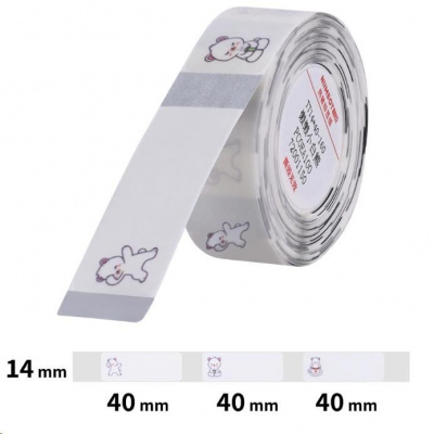 Niimbot A2G88778801, 14x40mm, 160pz, Orsacchiotti, etichette autoadesive
