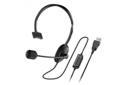 Genius HS-100U, cuffie con microfono, controllo del volume, nere, 2.0, con archetto, USB