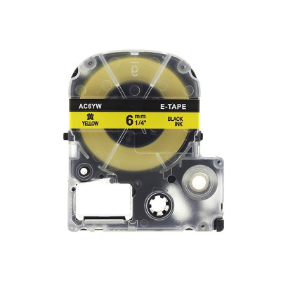 Epson LK-2YBP, SC6YW, C53S652002, 6mm x 9m, testo nera / sfondo giallo, nastro compatibile