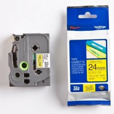 Brother TZ-651 / TZe-651, 24mm x 8m, testo nera / sfondo giallo, nastro originale