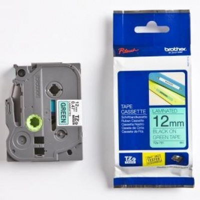 Brother TZ-731 / TZe-731, 12mm x 8m, testo nera / sfondo verde, nastro originale