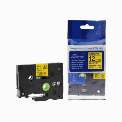 Nastro compatibile con Brother TZ-631 / TZe-631, 12mm x 8m, testo nera / sfondo giallo