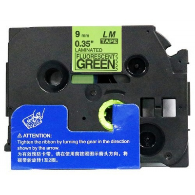 Nastro compatibile con Brother TZ-D21/TZe-D21, segnale 9mm x 8m, testo nera/sfondo verde