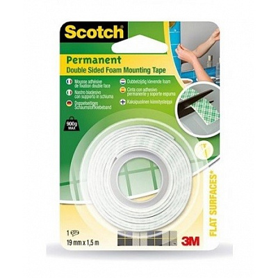 3M Scotch-FIX Nastro biadesivo in schiuma per montaggio (331915B), 19 mm x 1,5 m