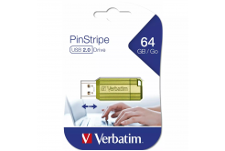 Verbatim USB flash disk, USB 2.0, 64GB, Store,N,Go PinStripe, verde, 49964, pro archivaci dat