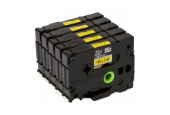 Brother HGE-631, 12mm x 8m, testo nera / giallo sfondo bianco, nastro originale