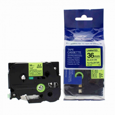 Nastro compatibile con Brother TZ-C61/TZe-C61, segnale 36mm x 8m, testo nera/sfondo giallo