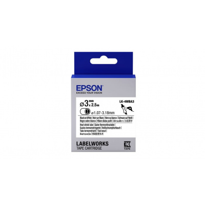 Epson LK-4WBA3 C53S654903 4mm x 3m, testo nera / nastro bianco, tubo termoretraibile originale