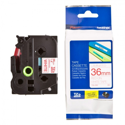 Nastro compatibile con Brother TZ-262 / TZe-262, 36mm x 8m, testo rossa / sfondo bianco