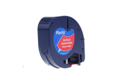 Nastro compatibile con Dymo 59424, S0721580 / 91203, S0721630 LetraTag 12mm x 4m, testo nera/sfondo vrosso