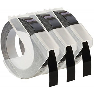 Nastro compatibile con Dymo S0847730, 9mm x 3 m, testo bianco / sfondo nera, 3pz