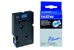 Brother TC-501, 12mm x 7,7m, testo nera / sfondo blu, laminato, nastro originale