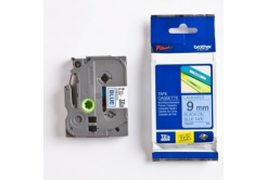 Brother TZ-521 / TZe-521, 9mm x 8m, testo nera / sfondo blu, nastro originale